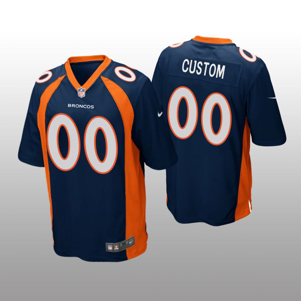 Denver Broncos #00 Navy Custom Game Jersey Youth