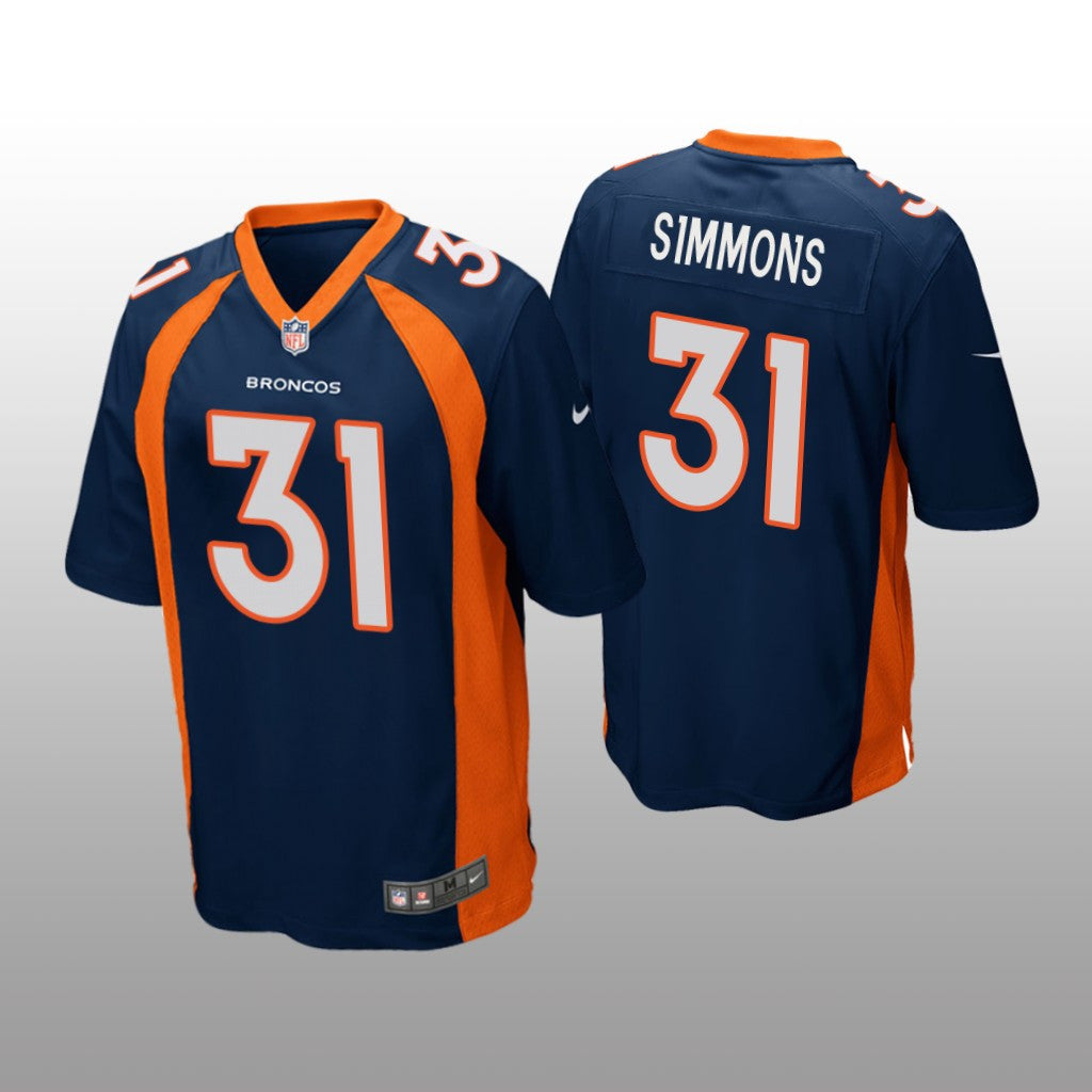 Denver Broncos #31 Navy Justin Simmons Pro Line Jersey Youth