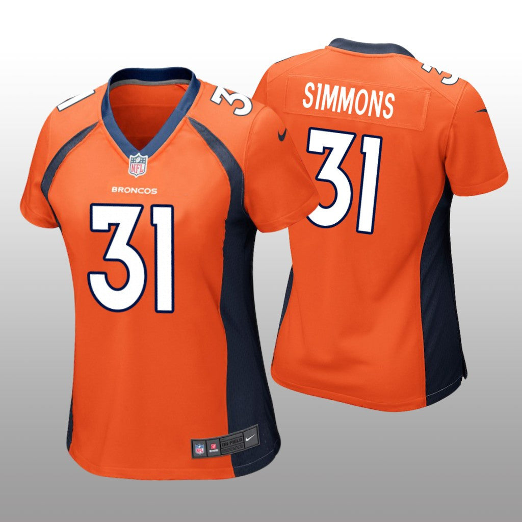 Denver Broncos #31 Orange Justin Simmons Game Jersey Women