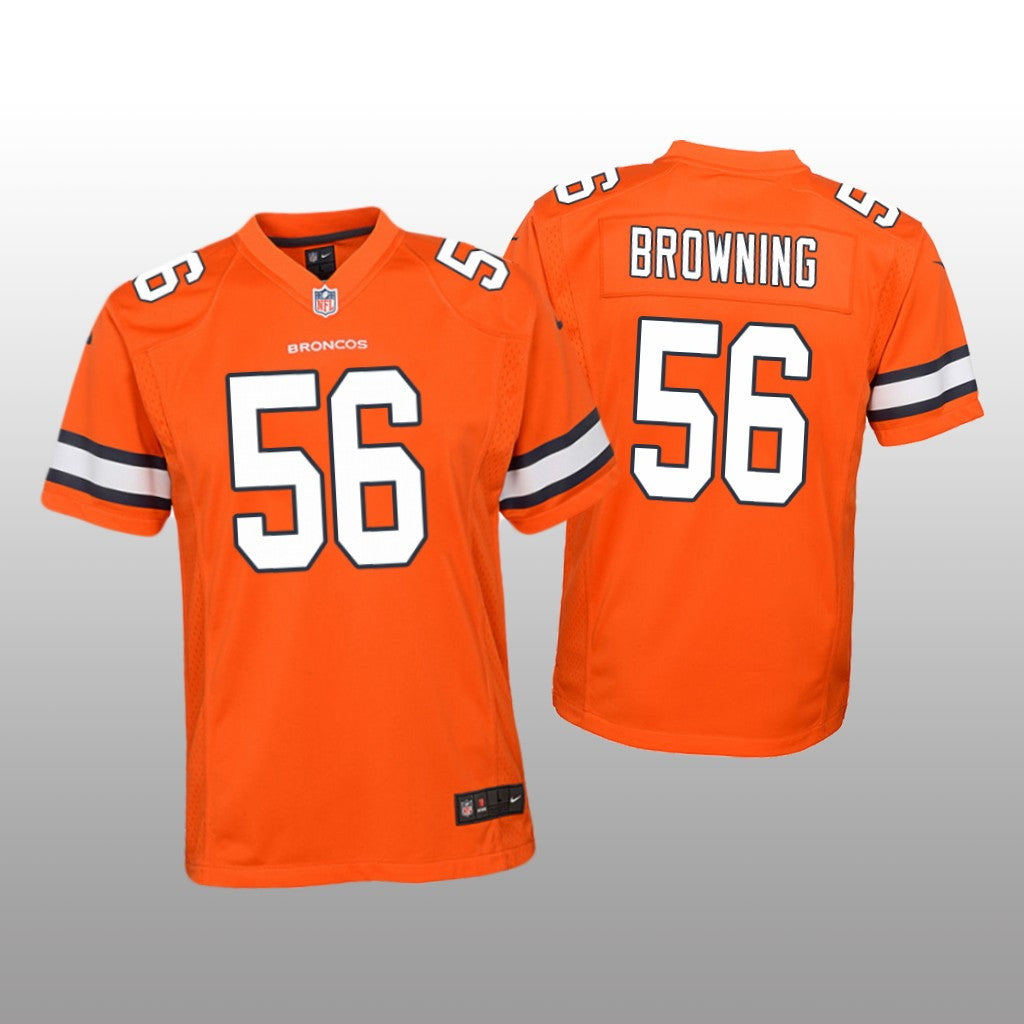 Denver Broncos Baron Browning Orange Jersey Color Rush Game Youth