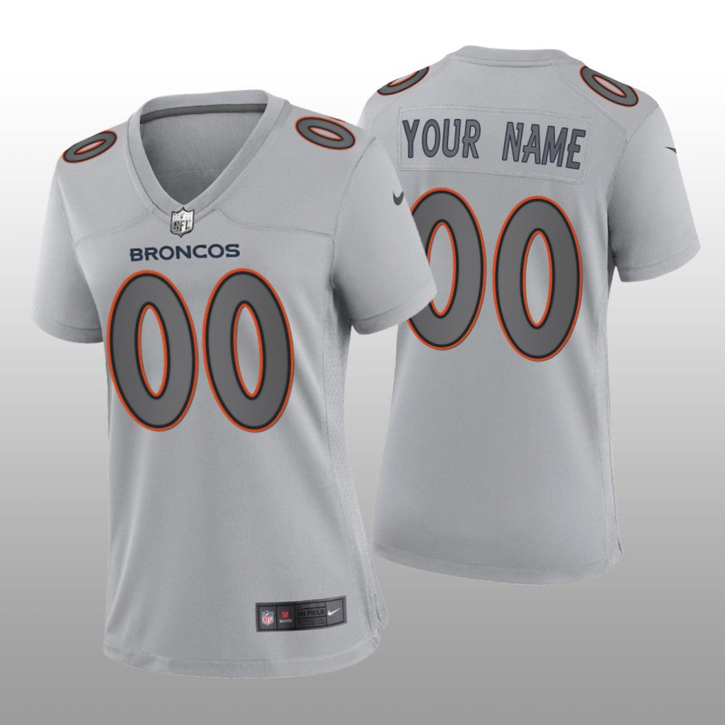 Denver Broncos Custom Gray Jersey Atmosphere Fashion Game Women's