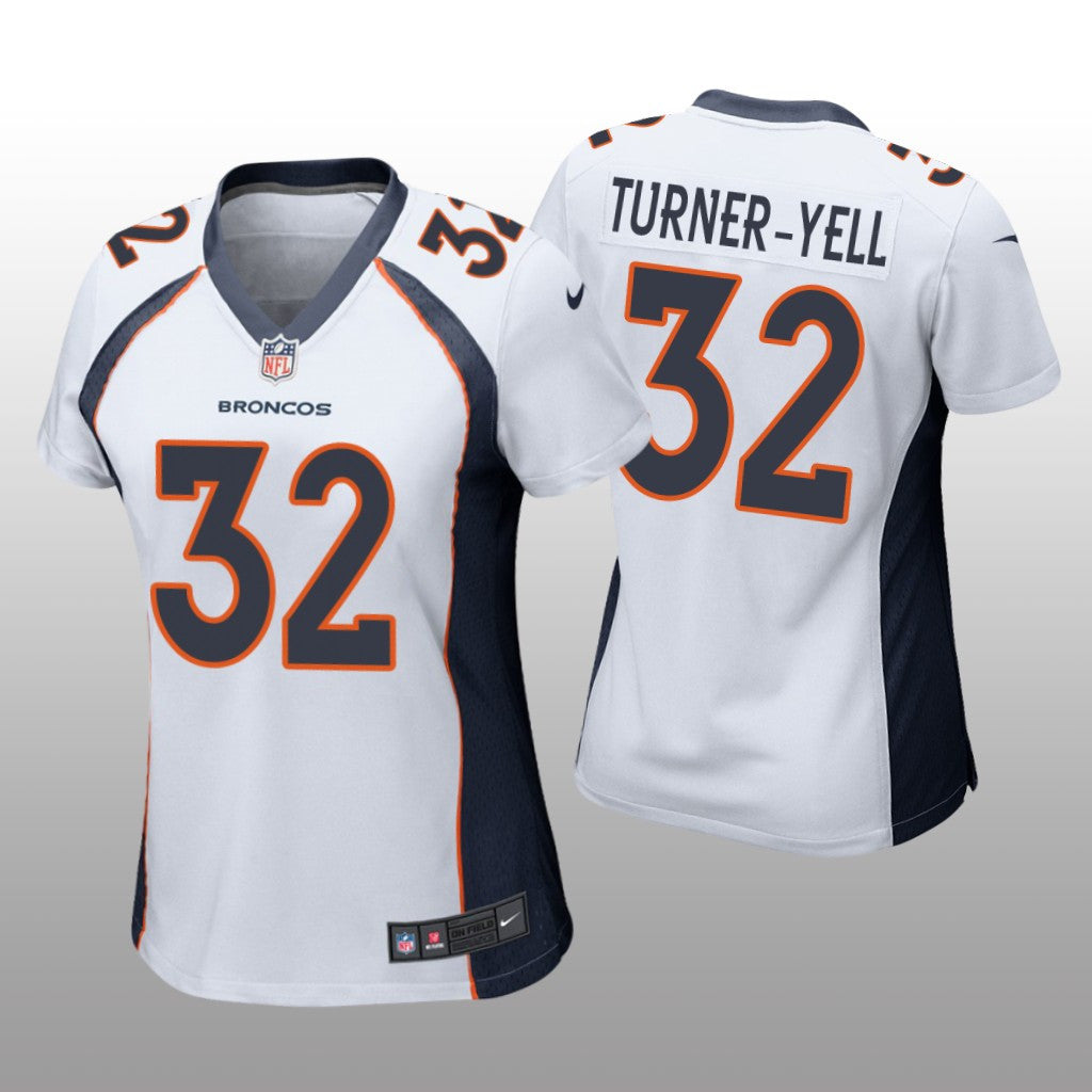 Denver Broncos Delarrin Turner-Yell White Jersey Game Women's
