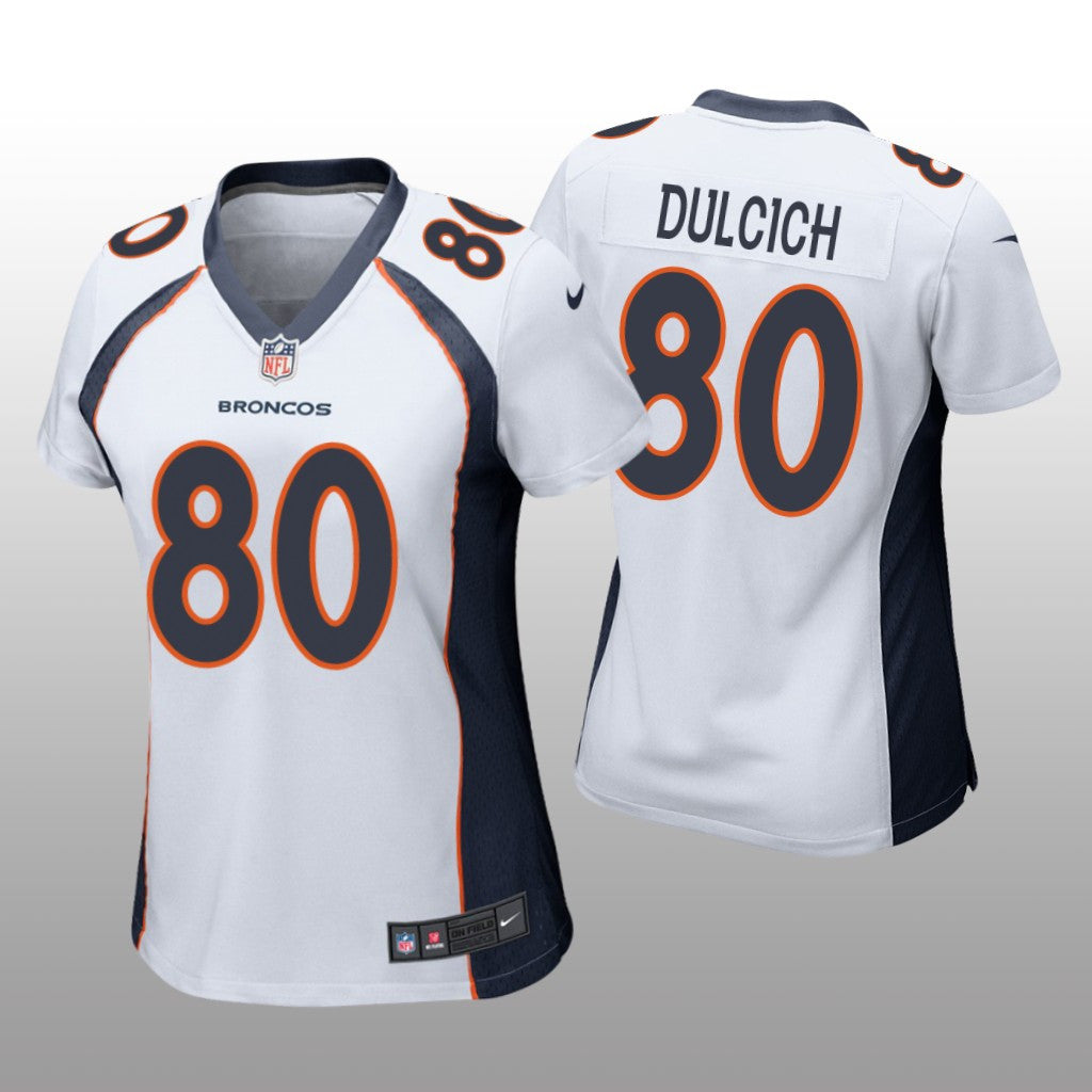 Denver Broncos Greg Dulcich White Jersey Game Women's