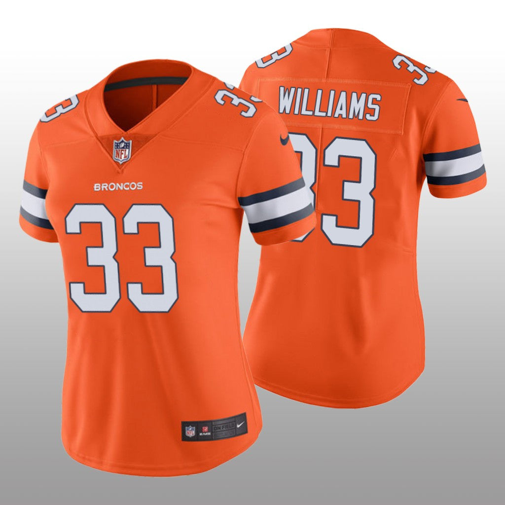 Denver Broncos Javonte Williams Orange Jersey Color Rush Limited Women's