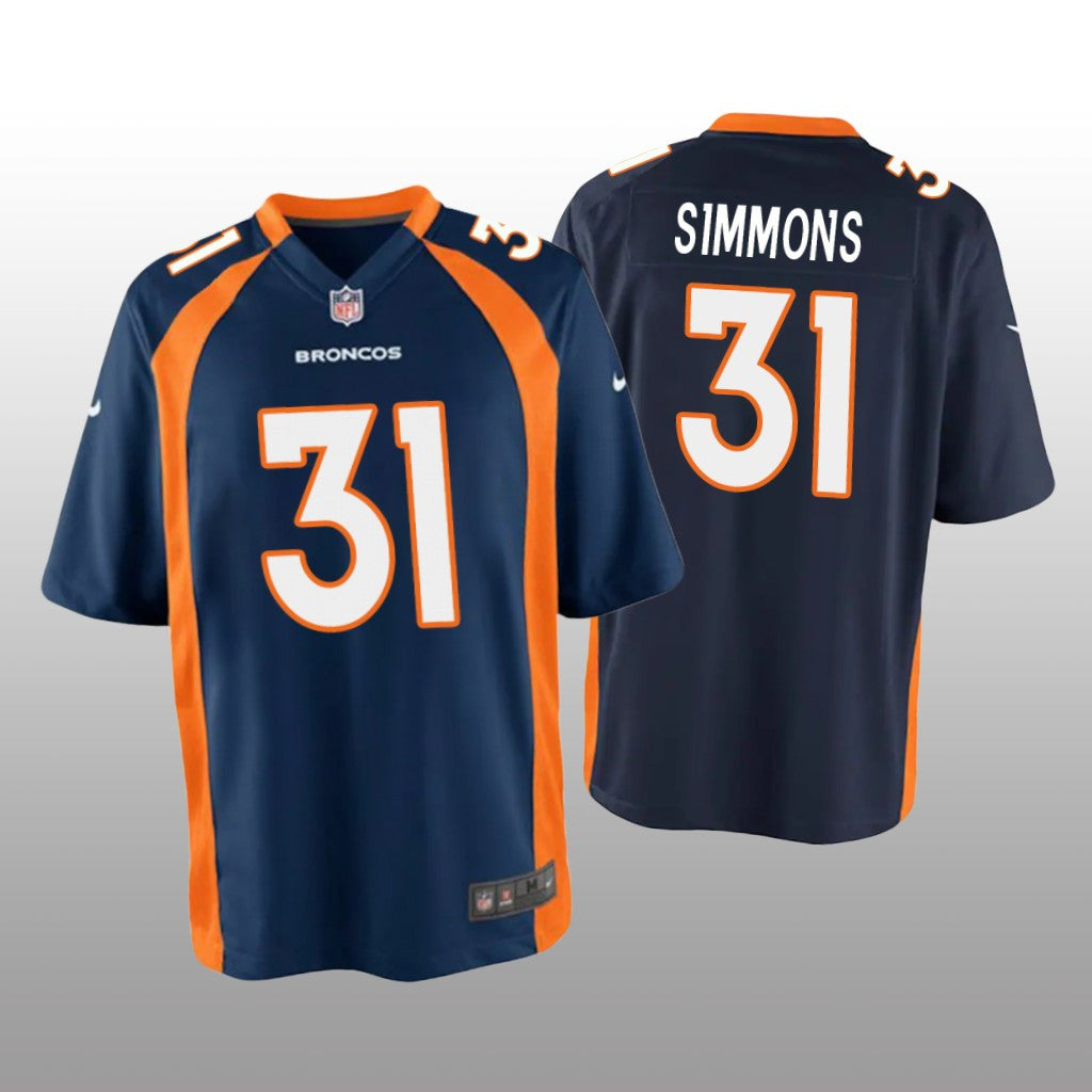 Denver Broncos Justin Simmons Navy Jersey Game Youth