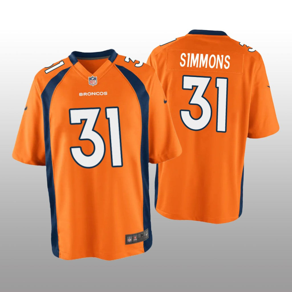 Denver Broncos Justin Simmons Orange Jersey Game Youth