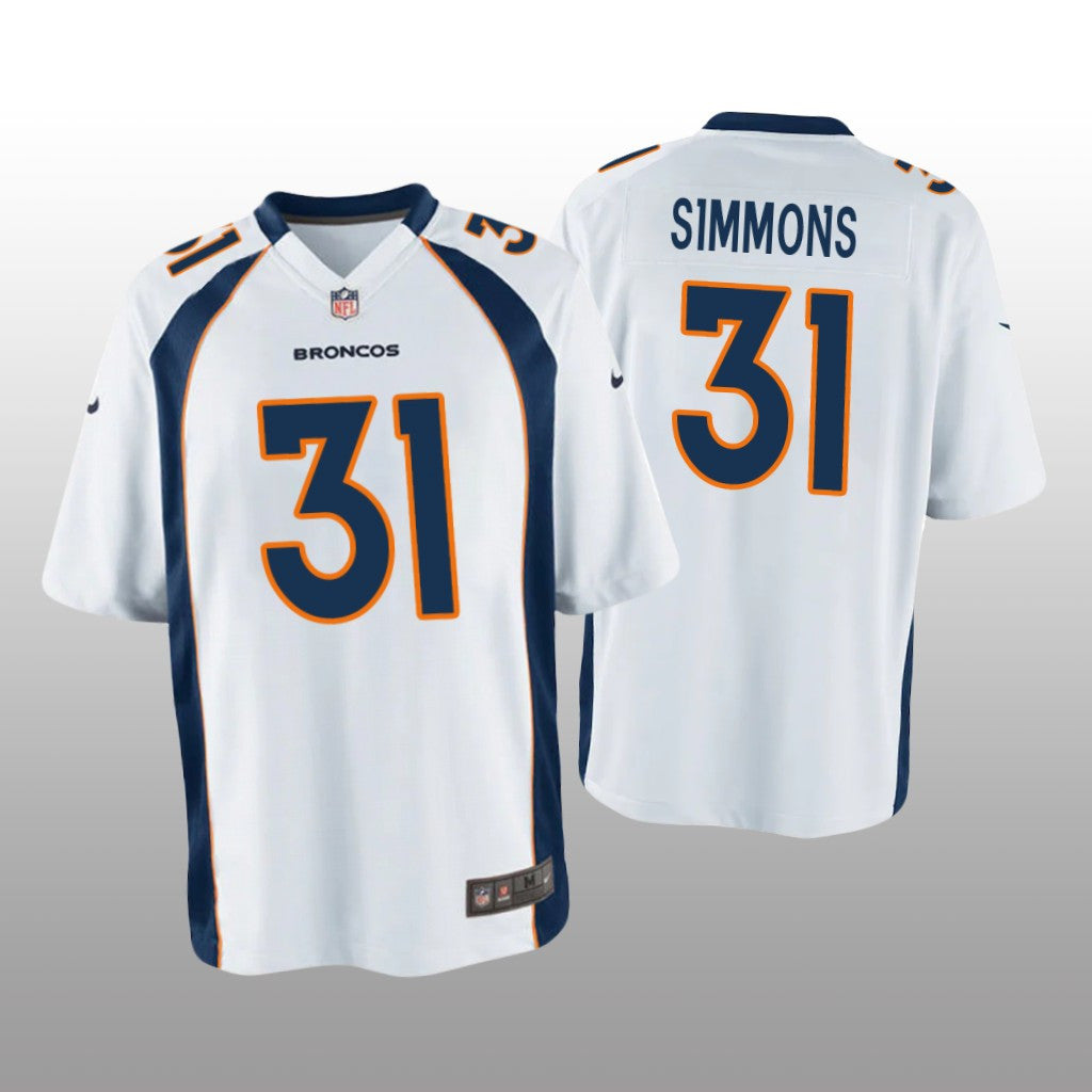 Denver Broncos Justin Simmons White Jersey Game Youth