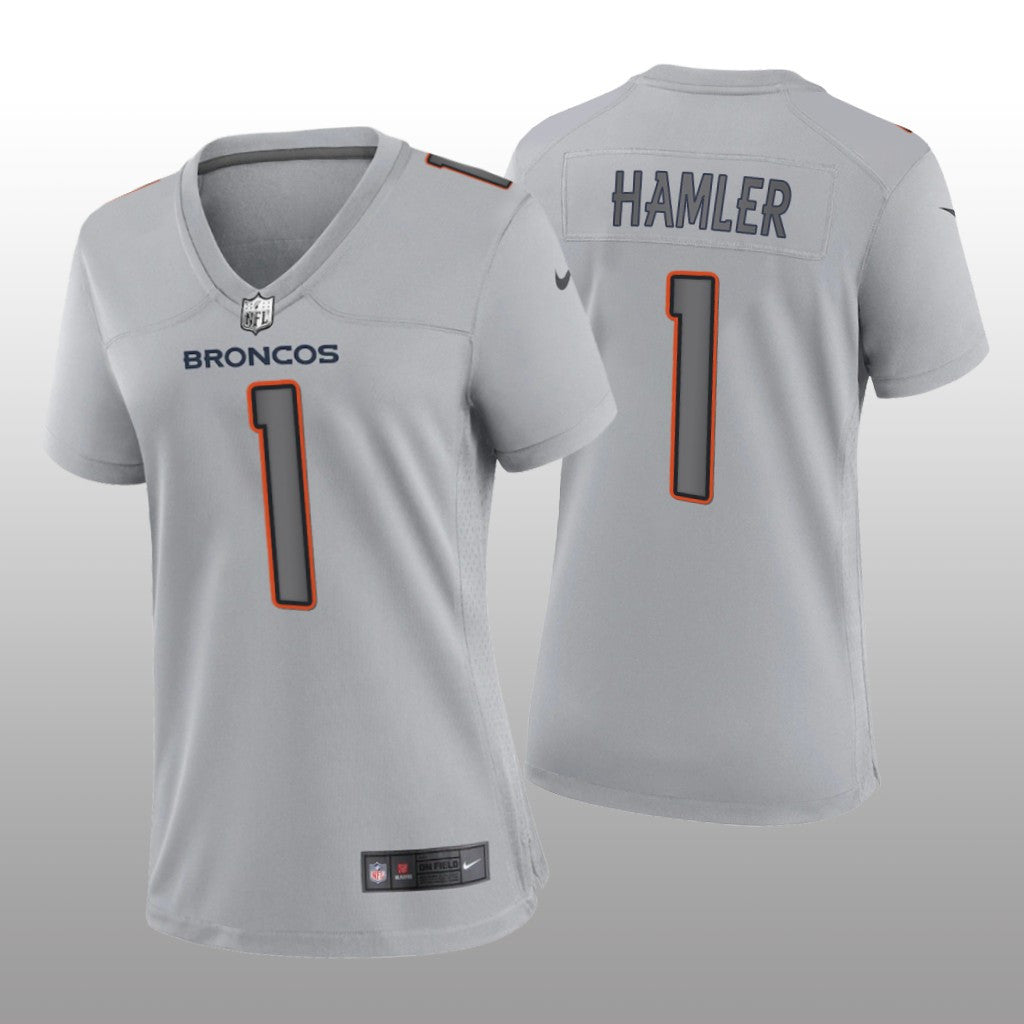 Denver Broncos K.J. Hamler Gray Jersey Atmosphere Fashion Game Women's