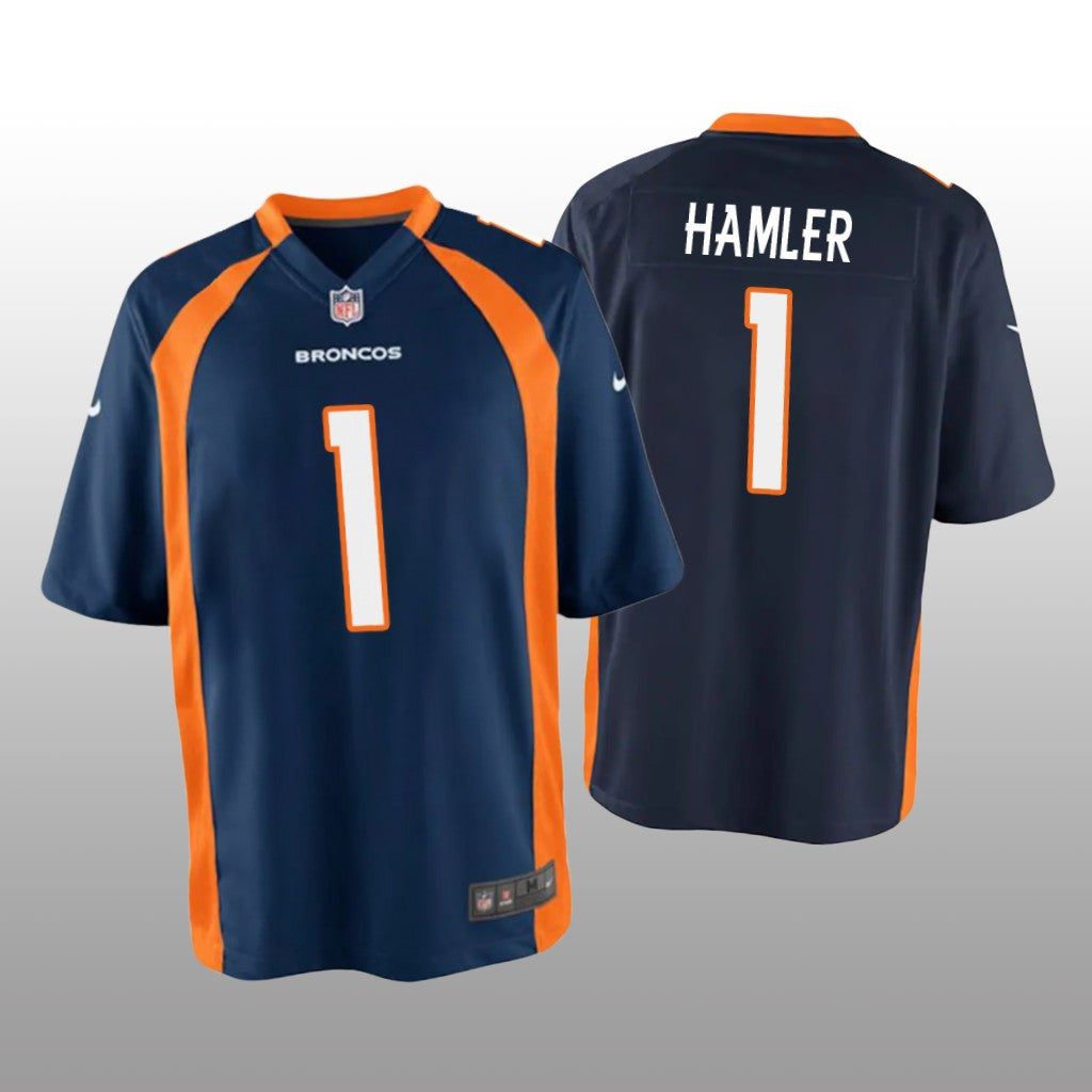 Denver Broncos K.J. Hamler Navy Jersey Game Youth