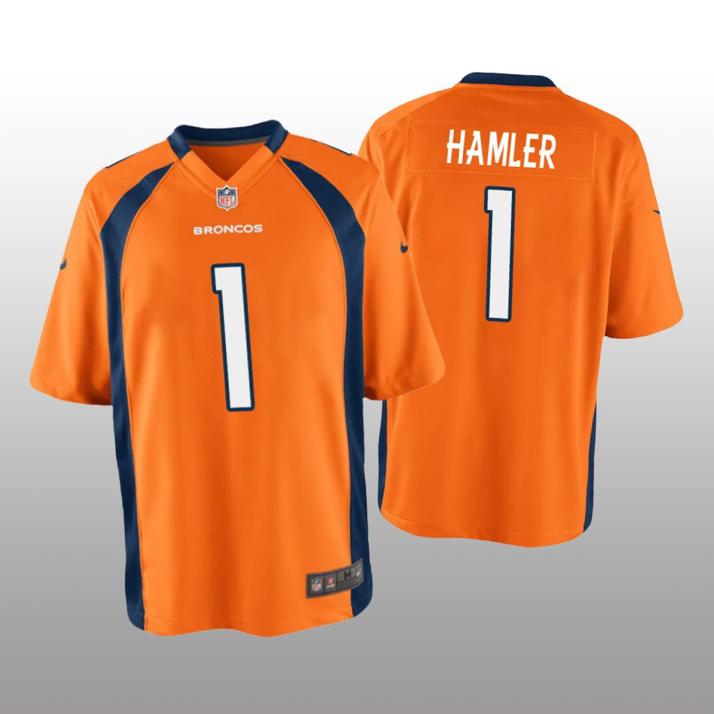 Denver Broncos K.J. Hamler Orange Jersey Game Youth