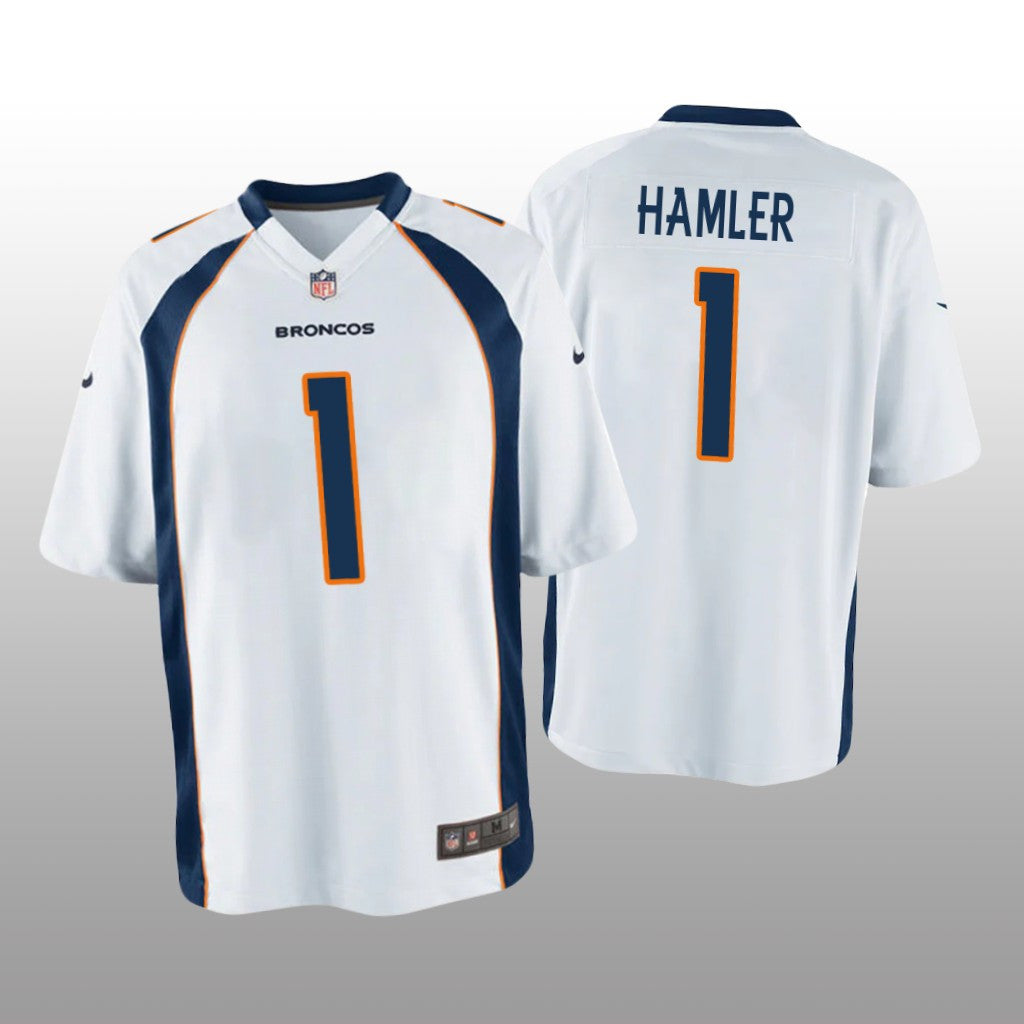 Denver Broncos K.J. Hamler White Jersey Game Youth