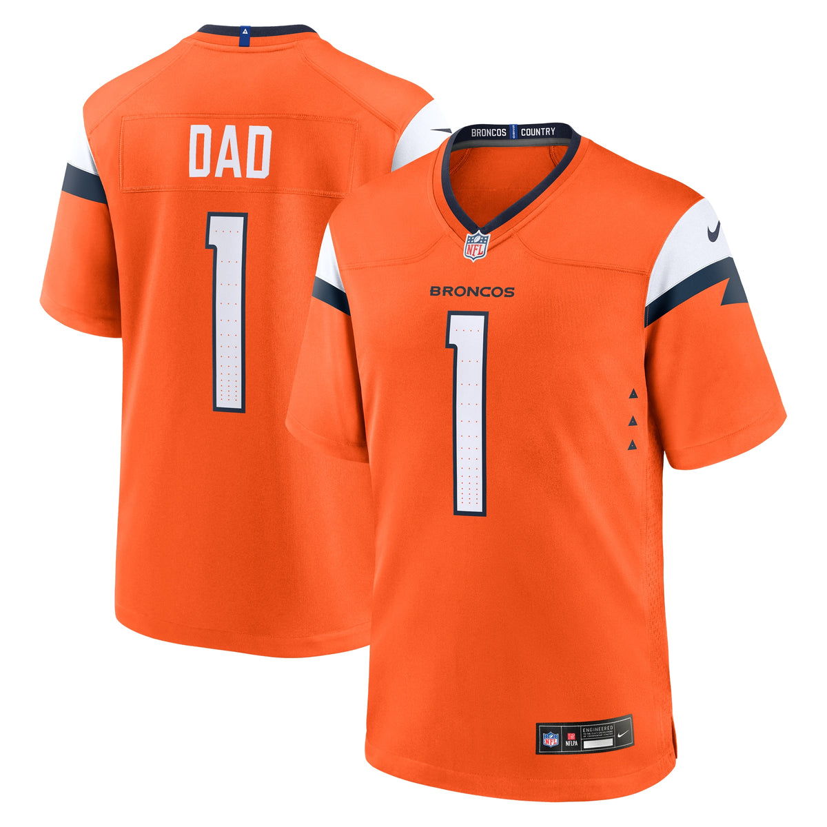 Denver Broncos Nike #1 Dad Game Jersey Orange