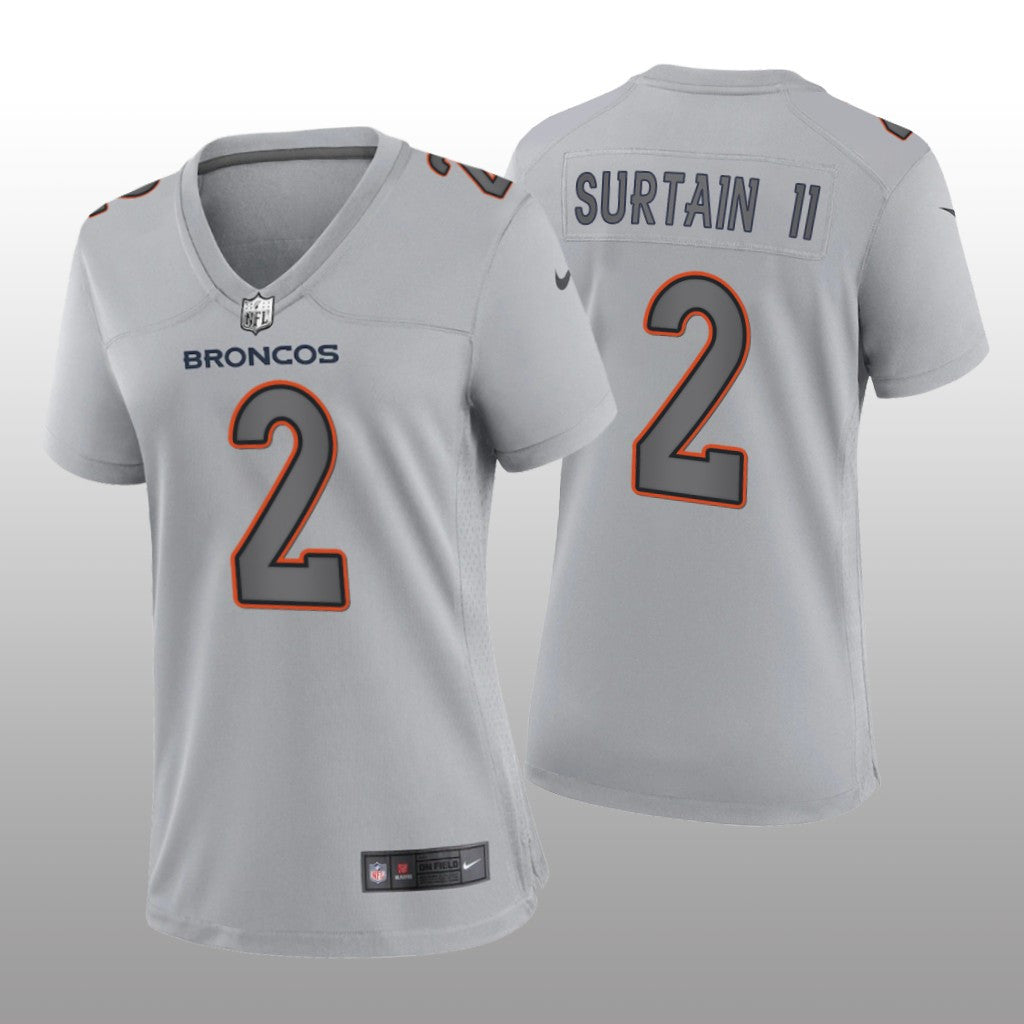 Denver Broncos Patrick Surtain II Gray Jersey Atmosphere Fashion Game Women's