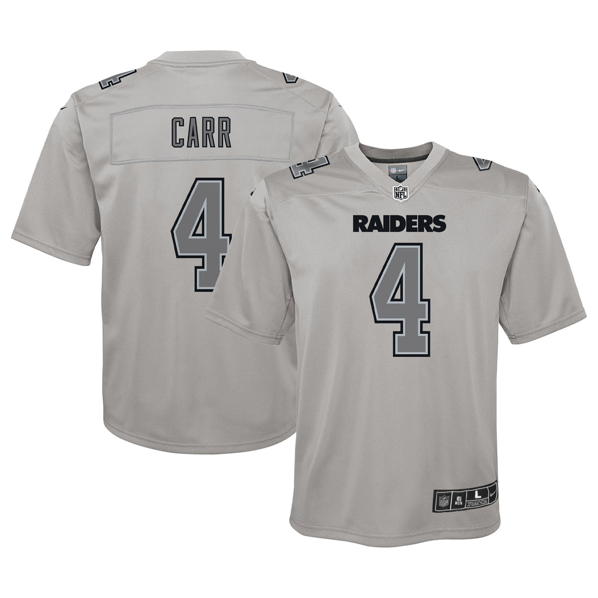 Derek Carr Las Vegas Raiders Nike Youth Atmosphere Game Jersey Gray