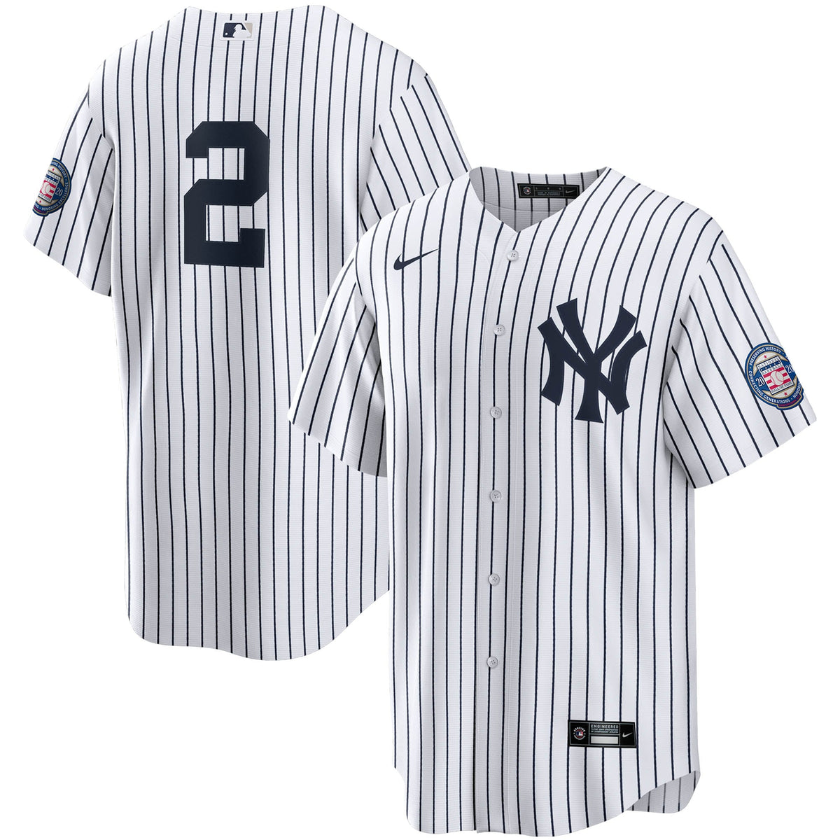 Derek Jeter New York Yankees Nike 2020 Hall of Fame Induction Replica Jersey White/Navy