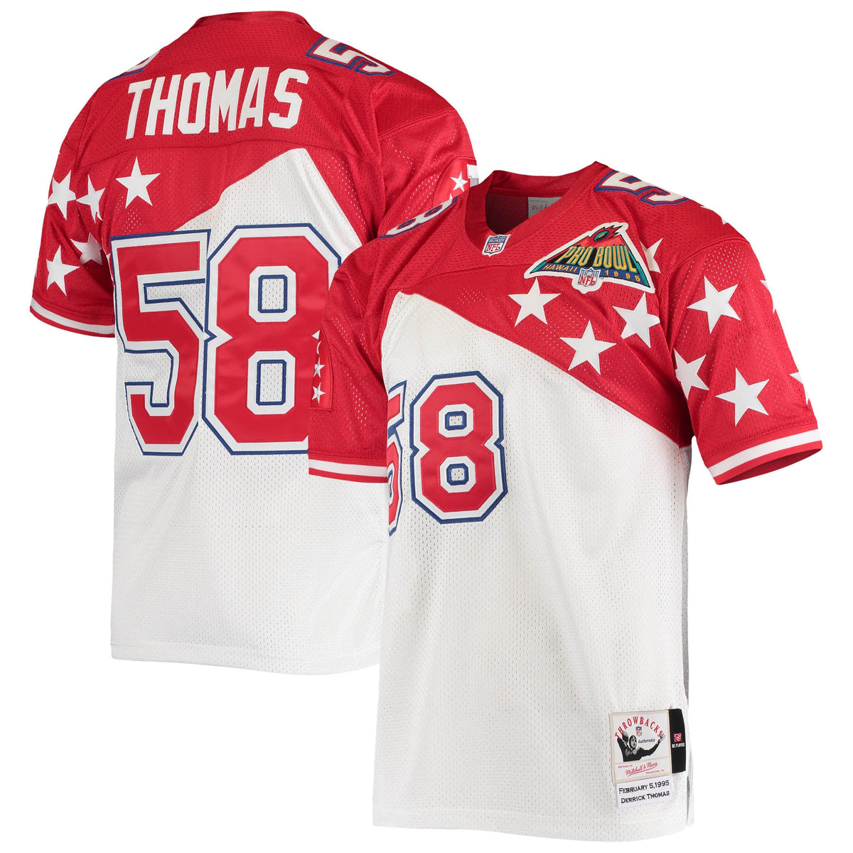 Derrick Thomas AFC Mitchell Ness 1995 Pro Bowl Authentic Jersey White-Red