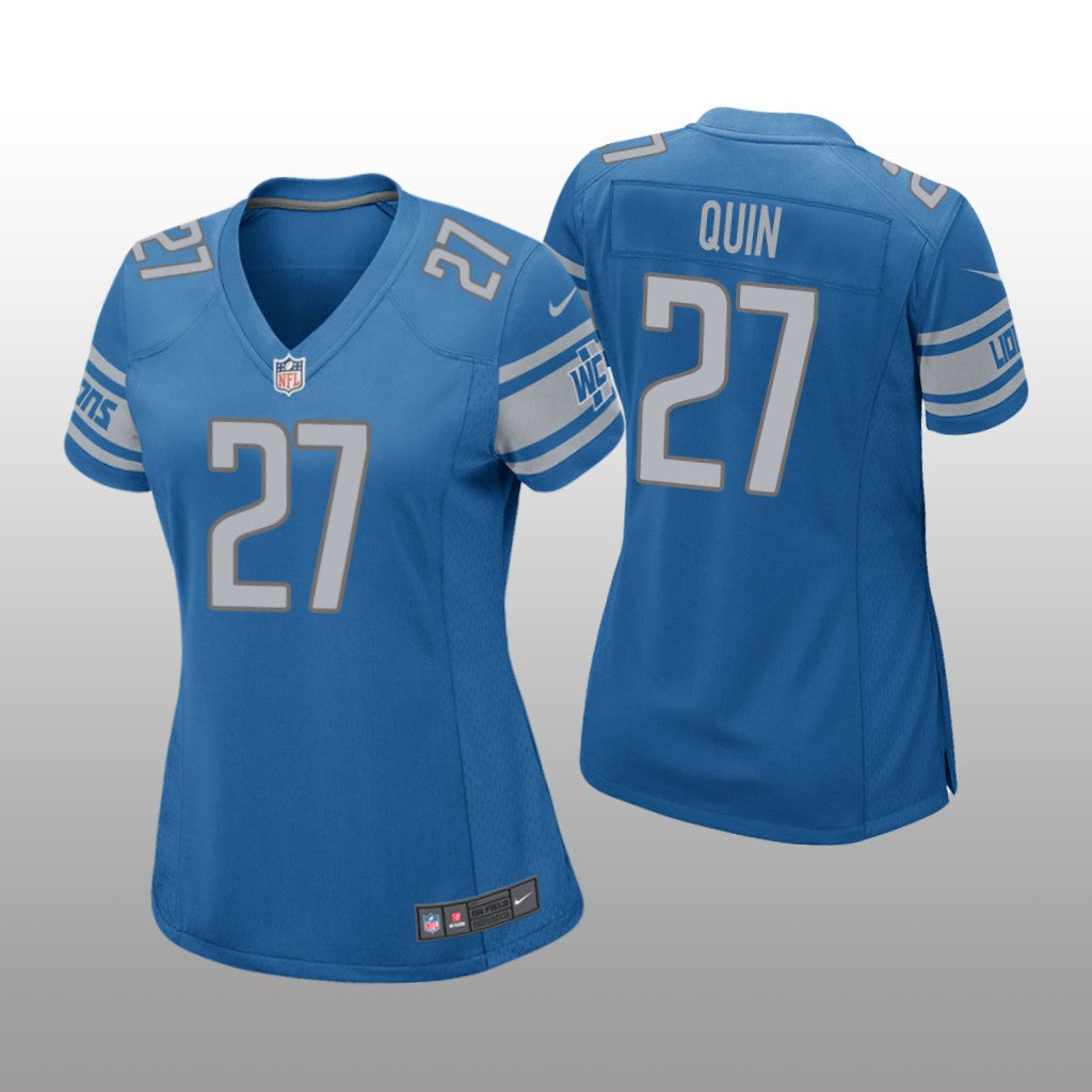 Detroit Lions #27 Blue Glover Quin Game Jersey Women