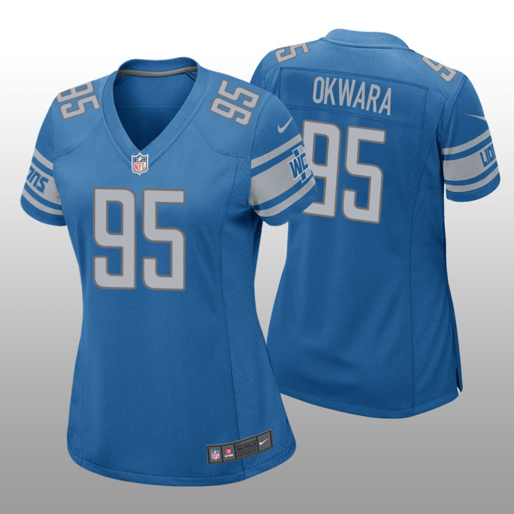 Detroit Lions #95 Blue Romeo Okwara Game Jersey Women