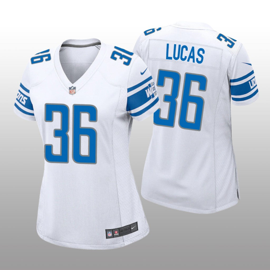 Detroit Lions Chase Lucas White Jersey Game Women's