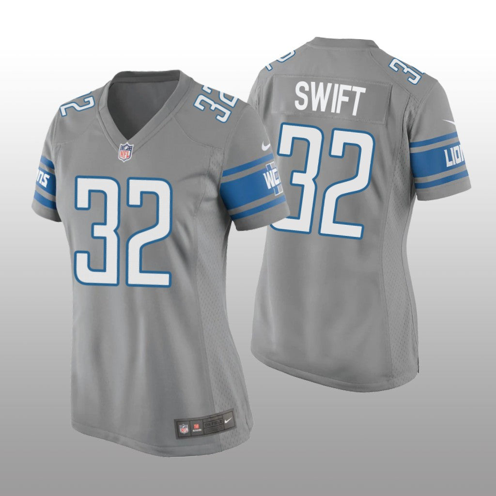 Detroit Lions D&'Andre Swift Silver Jersey Game Women's