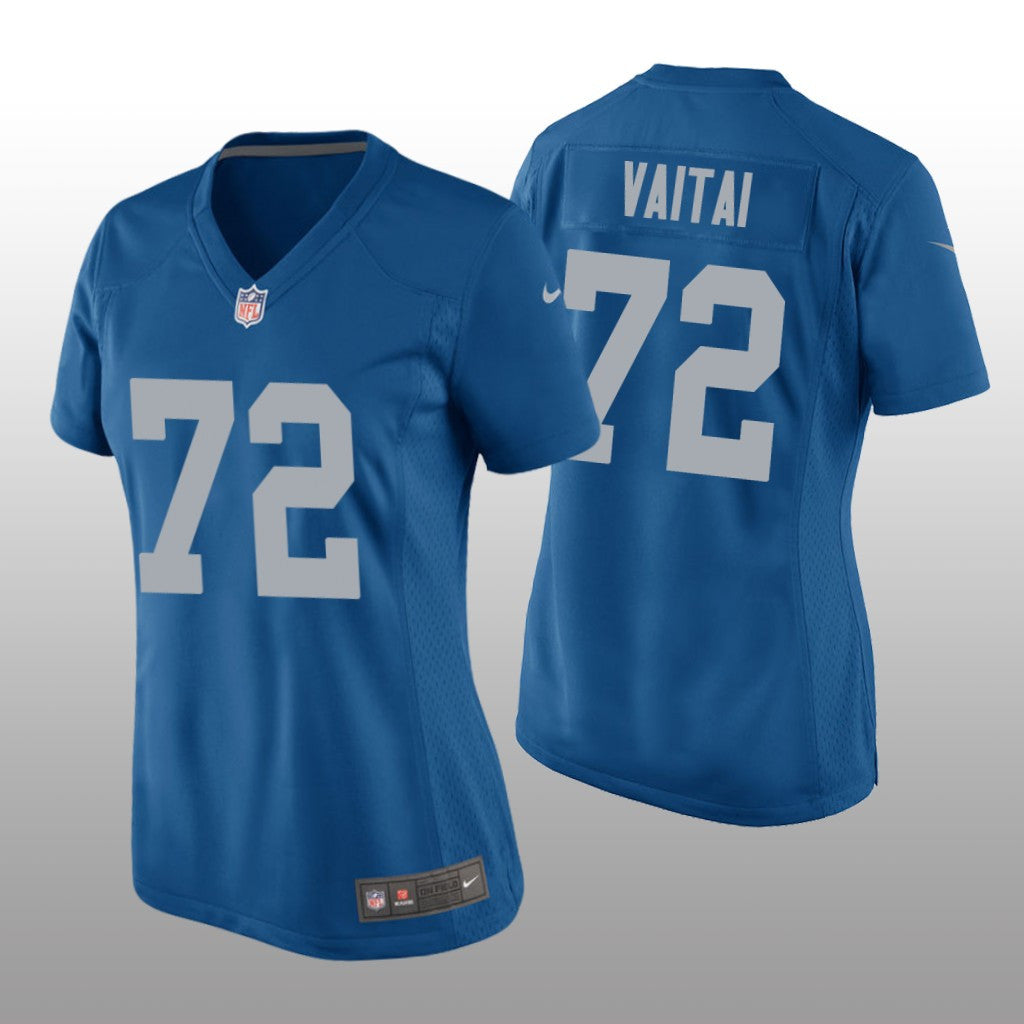 Detroit Lions Halapoulivaati Vaitai Blue Jersey Throwback Game Women's