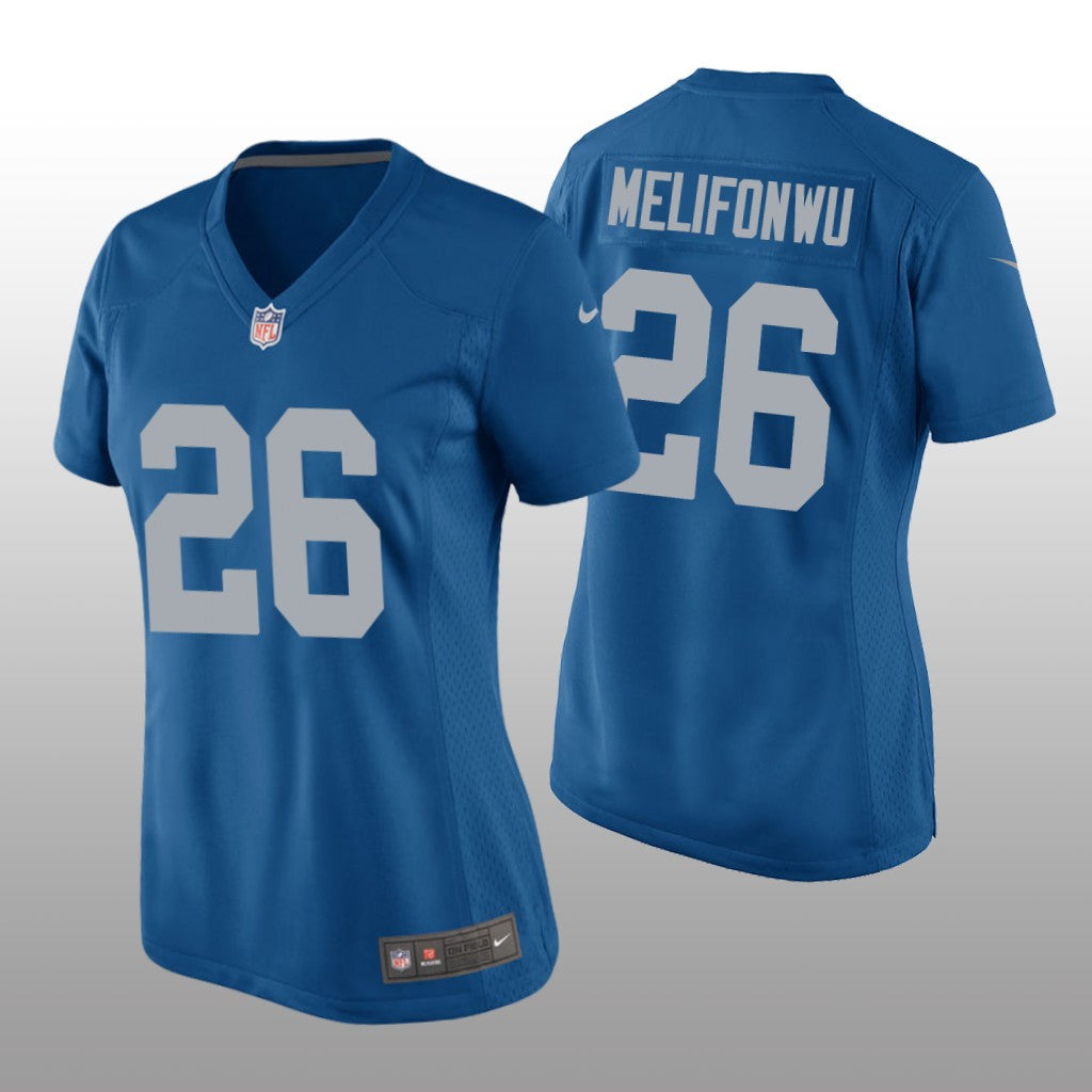 Detroit Lions Ifeatu Melifonwu Blue Jersey Throwback Game Women's