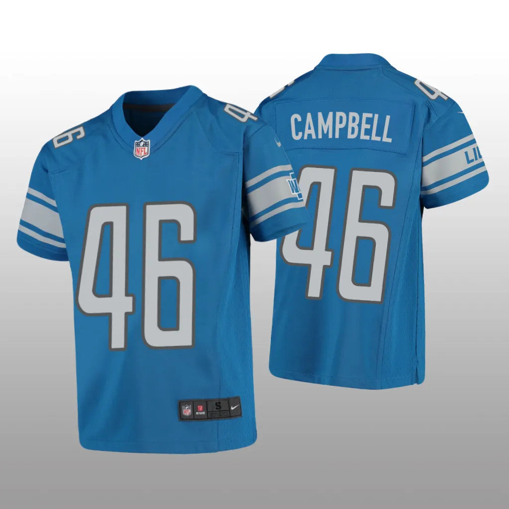 Detroit Lions Jack Campbell Blue Jersey Game Youth