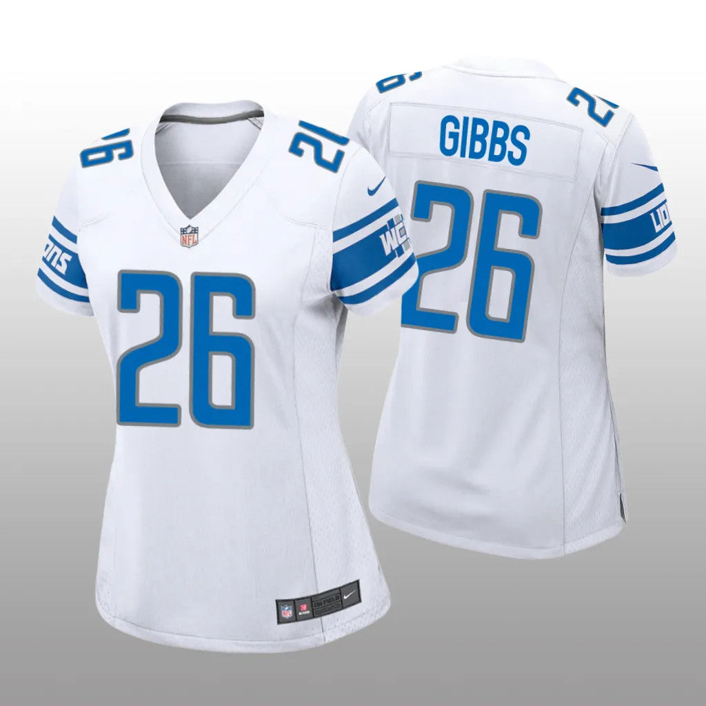 Detroit Lions Jahmyr Gibbs White Jersey Game Women's
