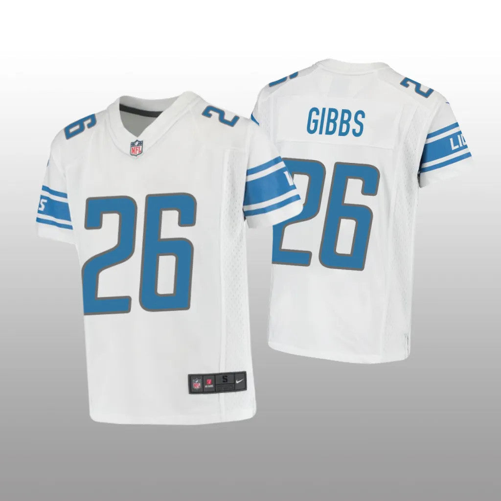Detroit Lions Jahmyr Gibbs White Jersey Game Youth