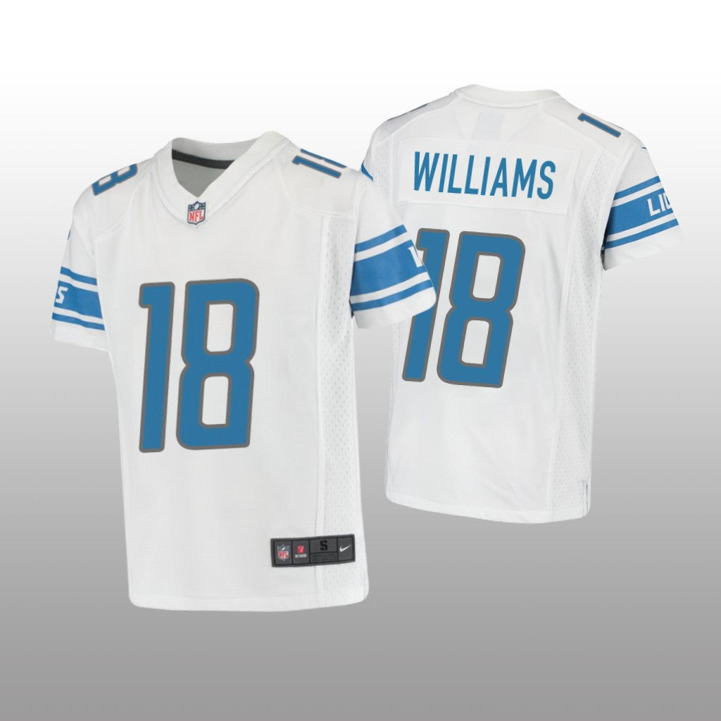 Detroit Lions Jameson Williams White Jersey Game Youth