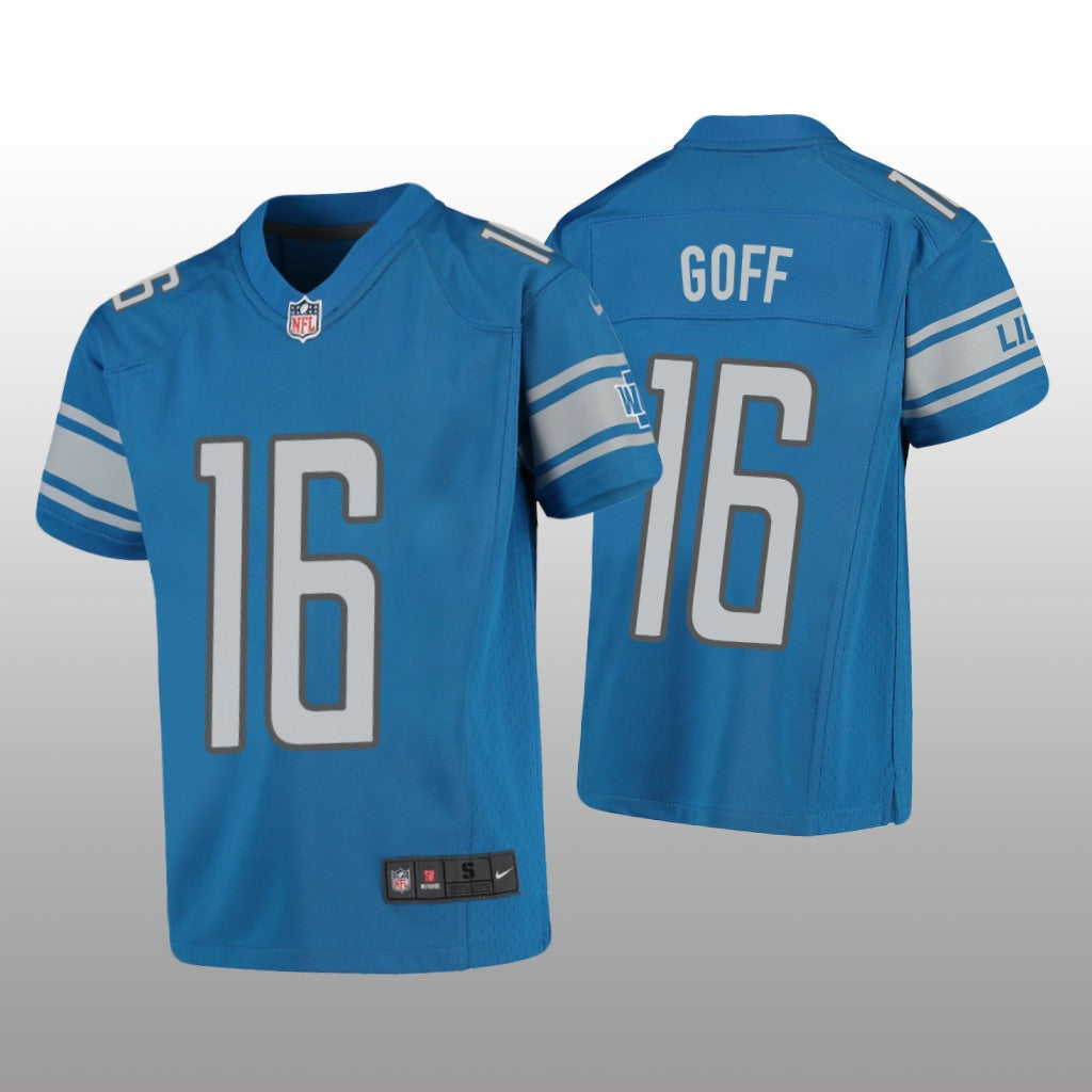 Detroit Lions Jared Goff Blue Jersey Game Youth