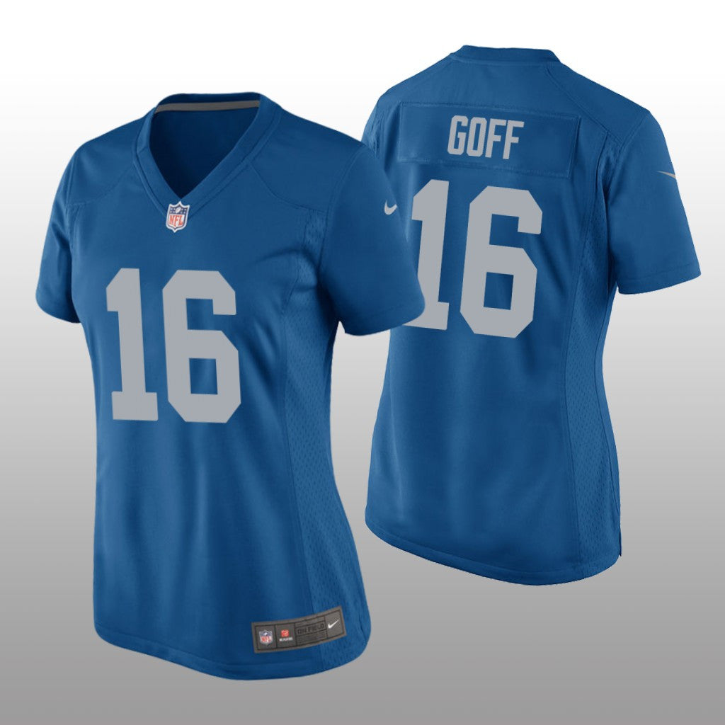 Detroit Lions Jared Goff Blue Jersey Throwback Game Women's