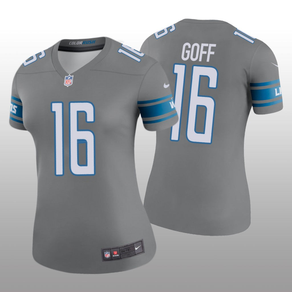 Detroit Lions Jared Goff Steel Jersey Color Rush Legend Women's