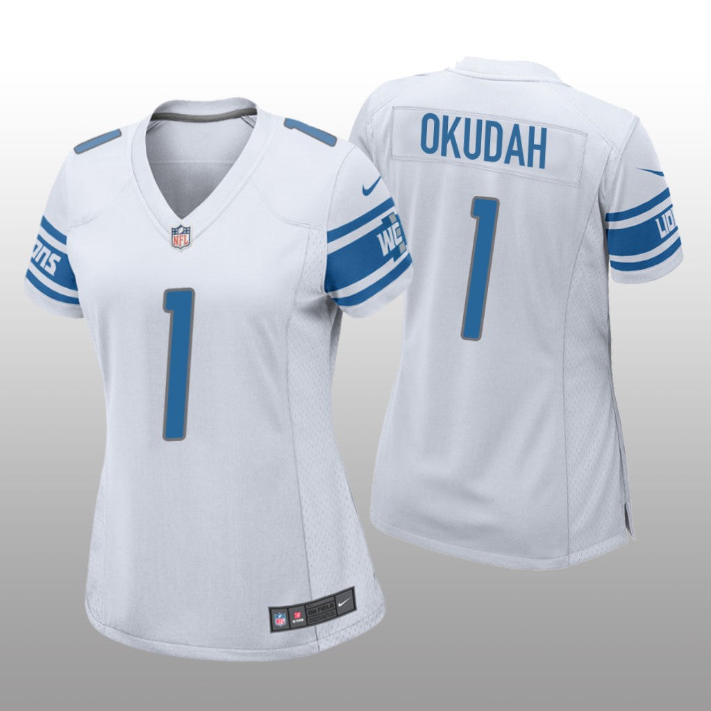 Detroit Lions Jeff Okudah White Jersey Game Women's