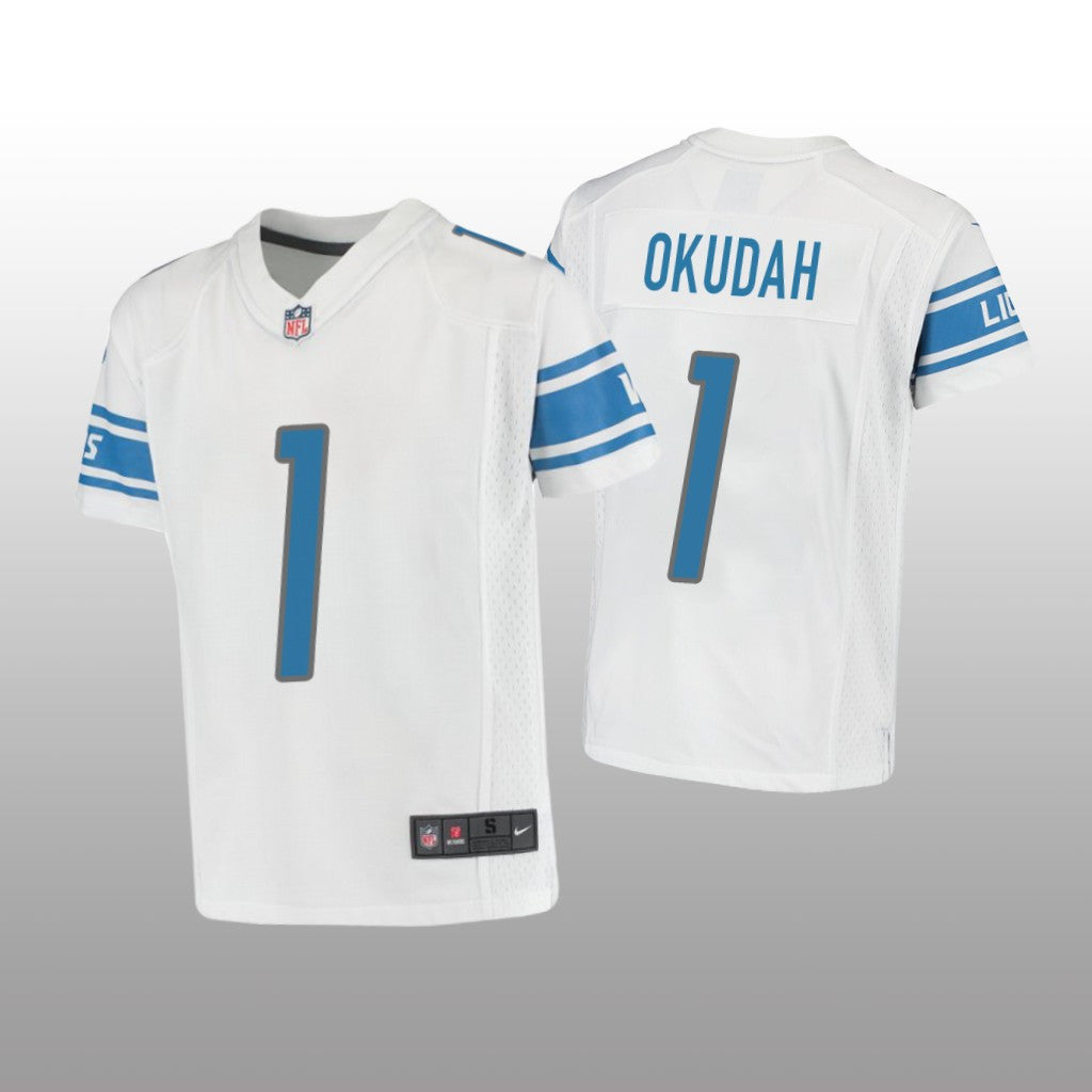 Detroit Lions Jeff Okudah White Jersey Game Youth