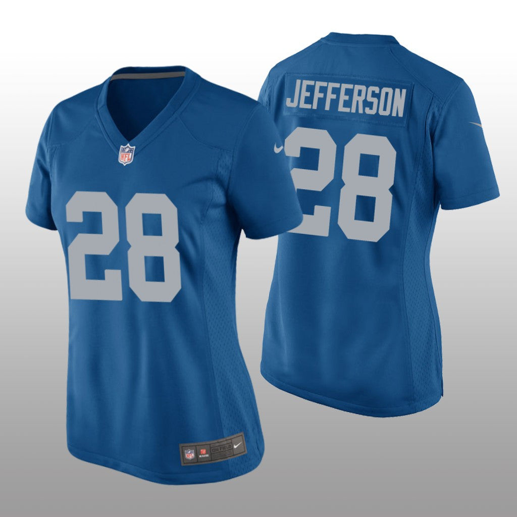 Detroit Lions Jermar Jefferson Blue Jersey Throwback Game Women's