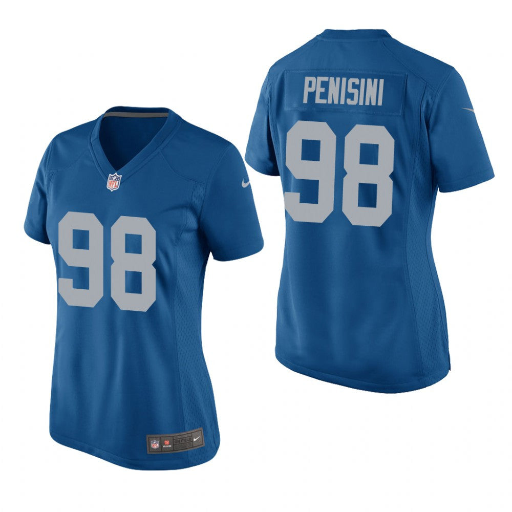 Detroit Lions John Penisini Blue Jersey Throwback Game Women's