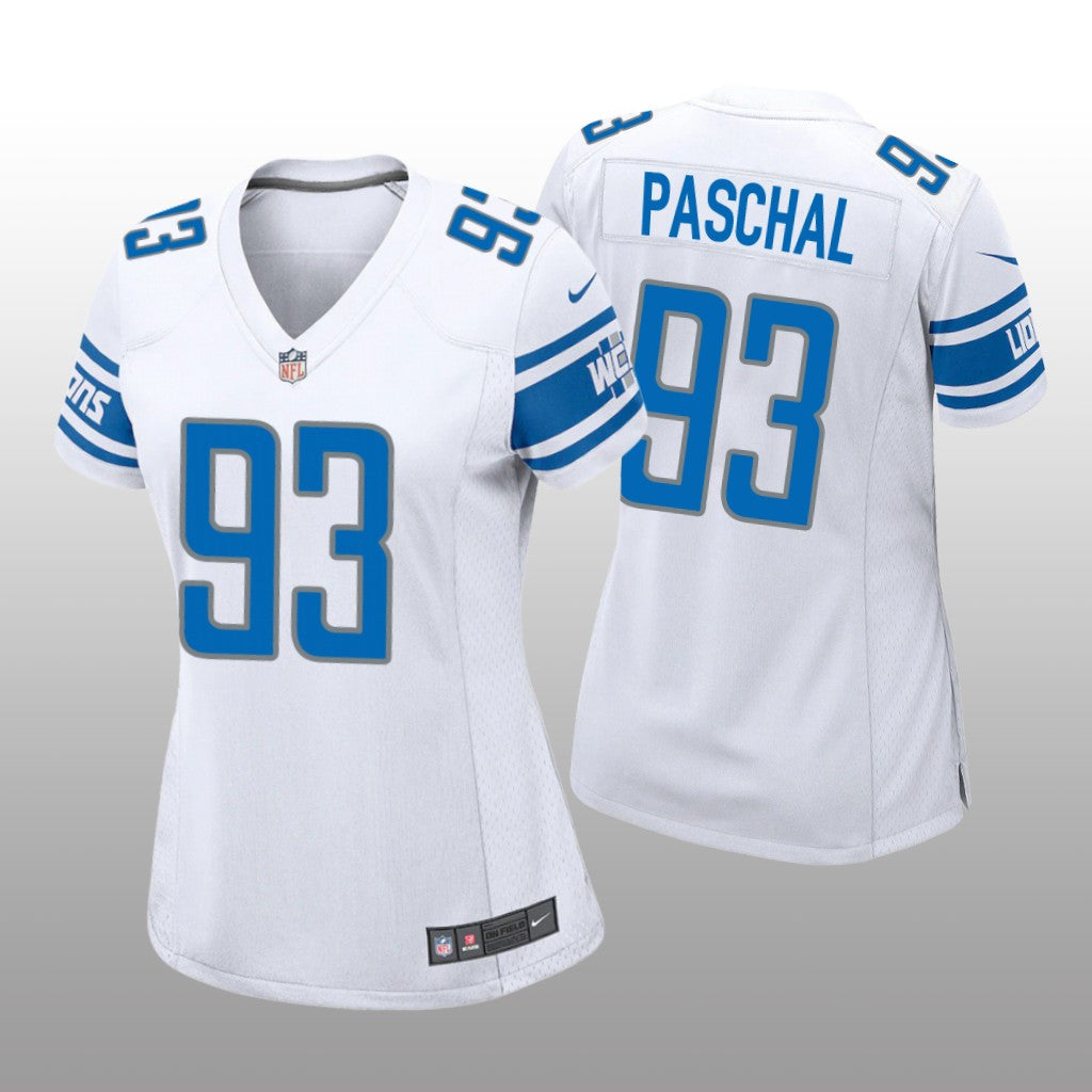 Detroit Lions Josh Paschal White Jersey Game Women's