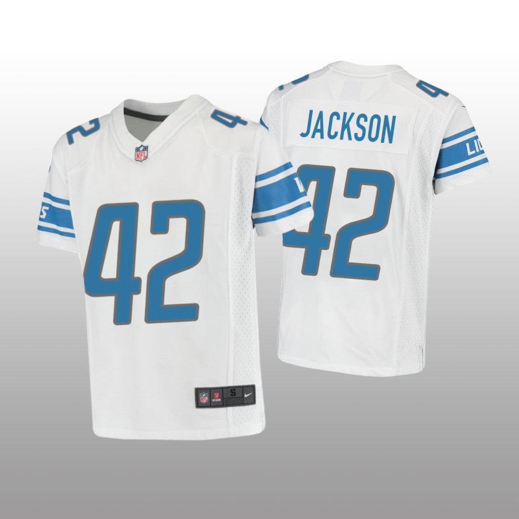 Detroit Lions Justin Jackson White Jersey Game Youth
