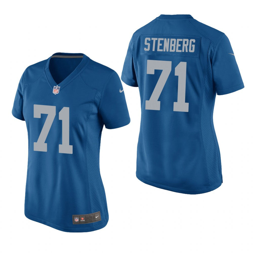 Detroit Lions Logan Stenberg Blue Jersey Throwback Game Women's
