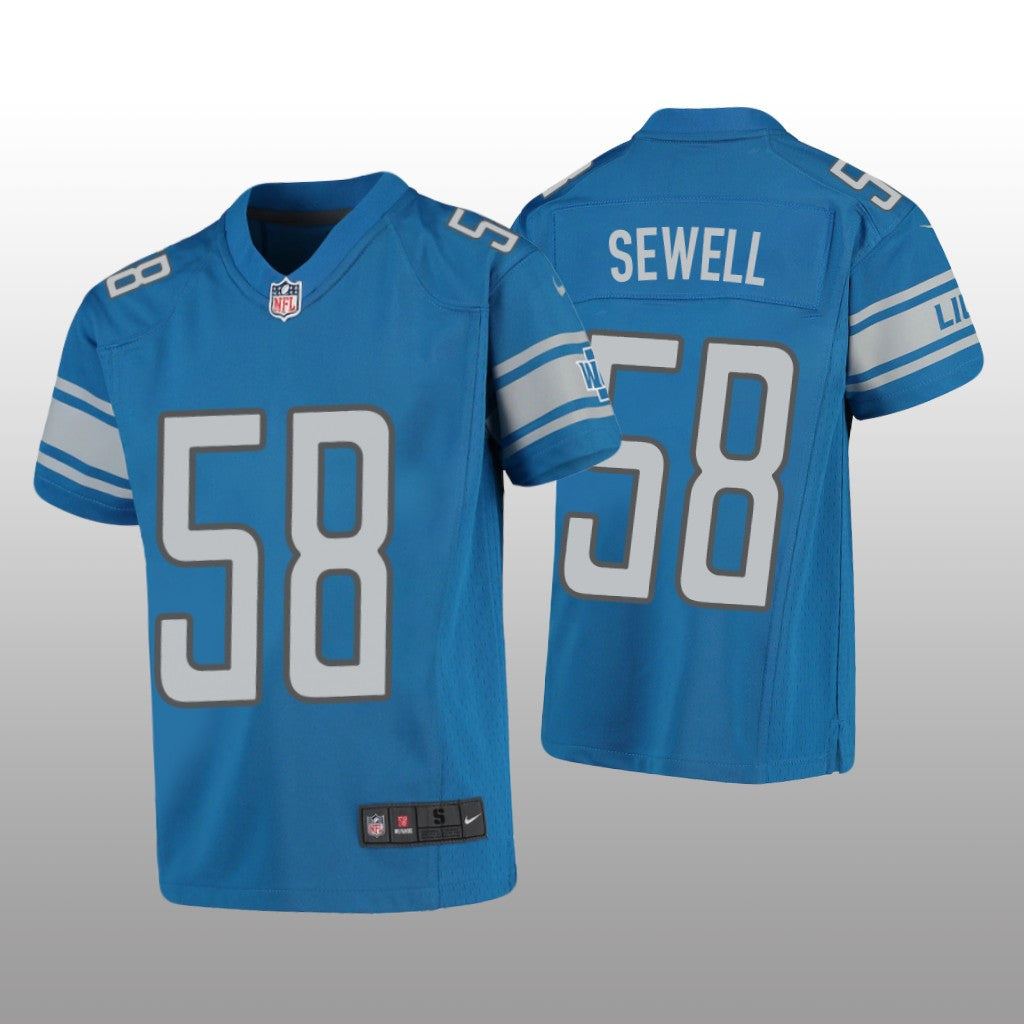 Detroit Lions Penei Sewell Blue Jersey Game Youth
