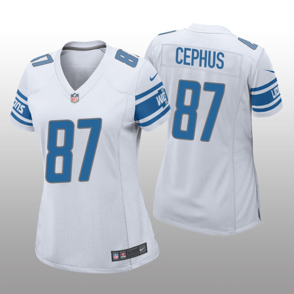 Detroit Lions Quintez Cephus White Jersey Game Women's