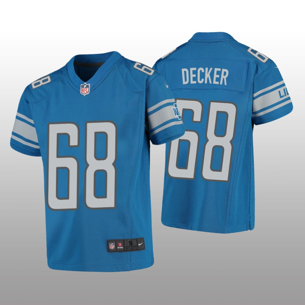 Detroit Lions Taylor Decker Blue Jersey Game Youth
