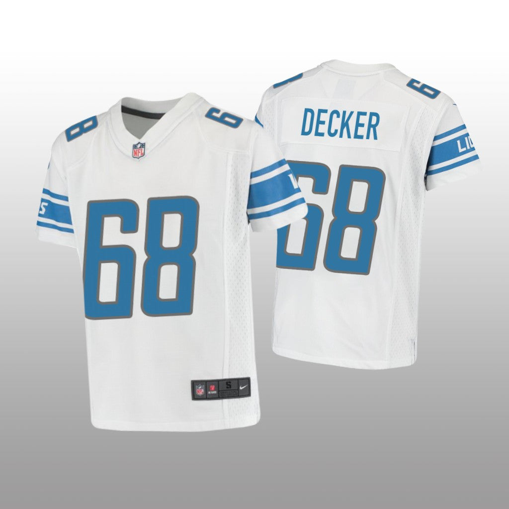 Detroit Lions Taylor Decker White Jersey Game Youth