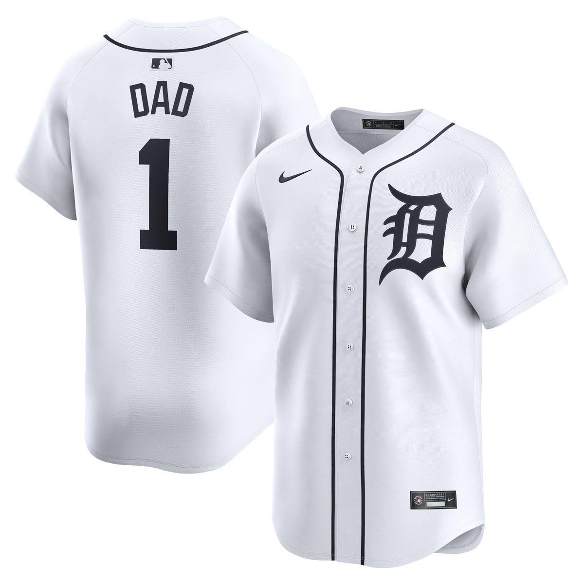 Detroit Tigers Nike #1 Dad Home Limited Jersey White