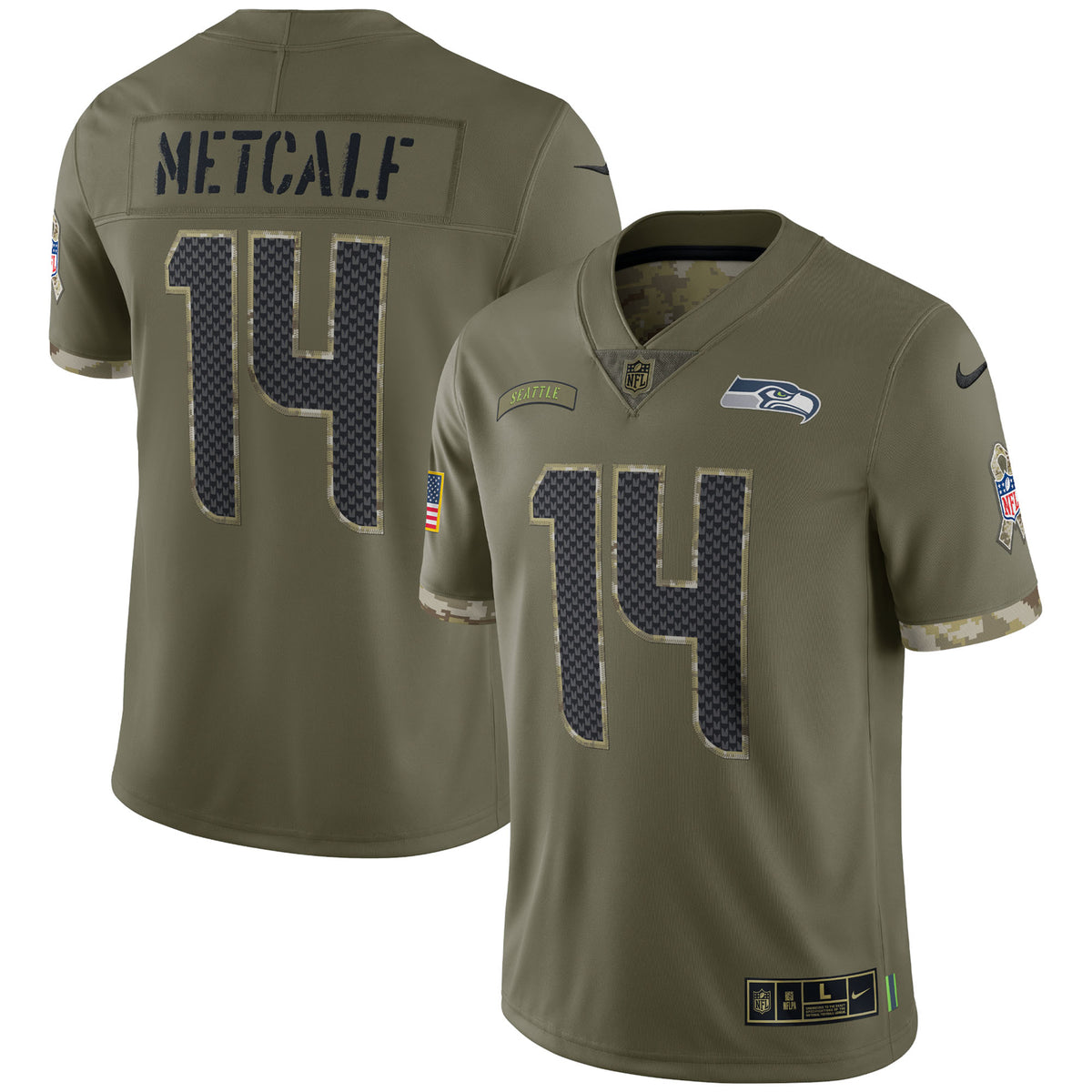 DK Metcalf Seattle Seahawks Nike 2022 Salute To Service Limited Jersey Olive