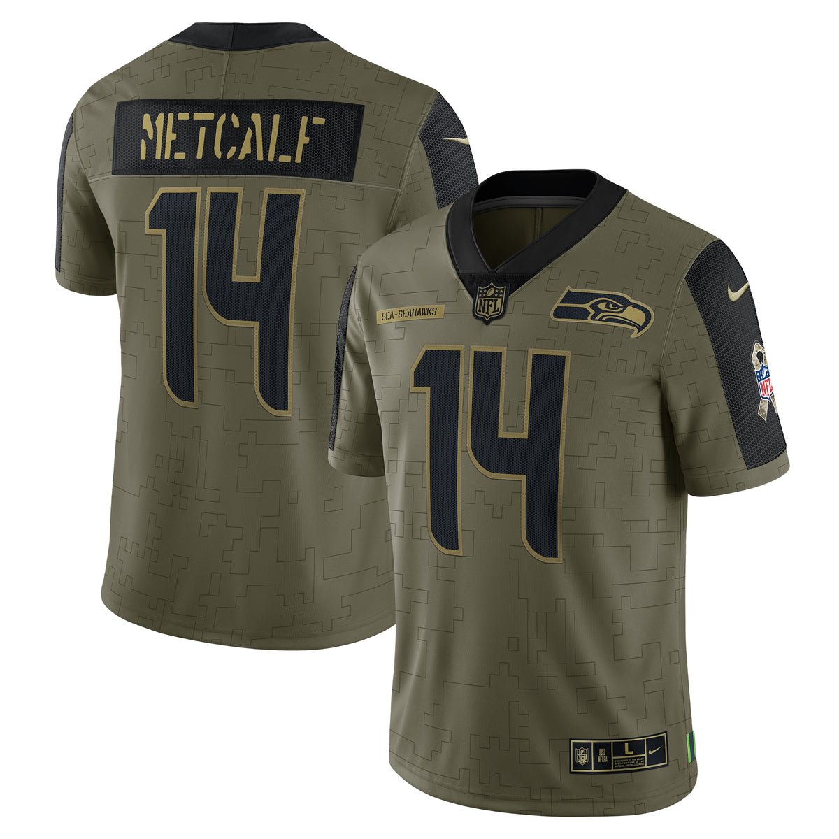 DK Metcalf Seattle Seahawks Nike Salute To Service Limited Player Jersey Olive