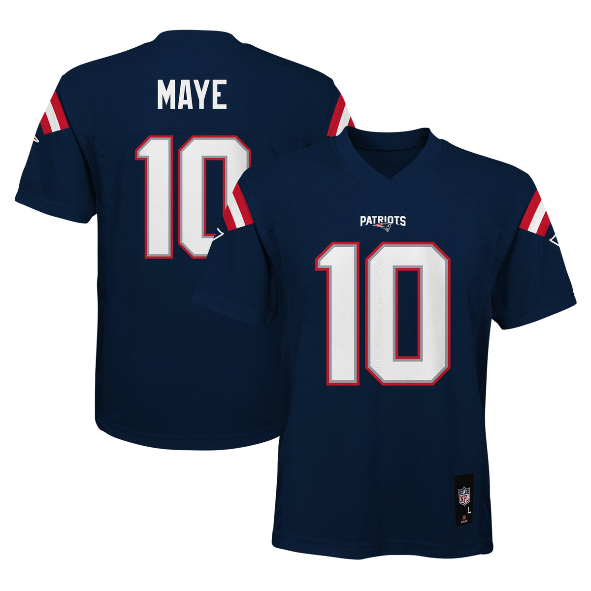 Drake Maye New England Patriots Youth Replica Player Jersey Navy