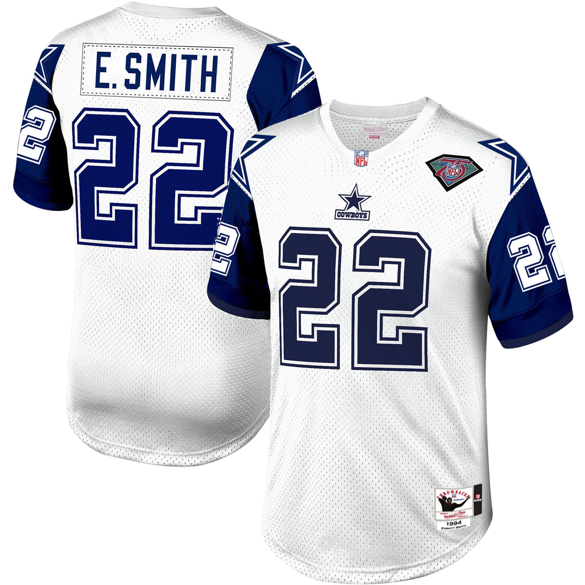 Emmitt Smith Dallas Cowboys 1996 Mitchell Ness Authentic Throwback Retired Player Jersey White