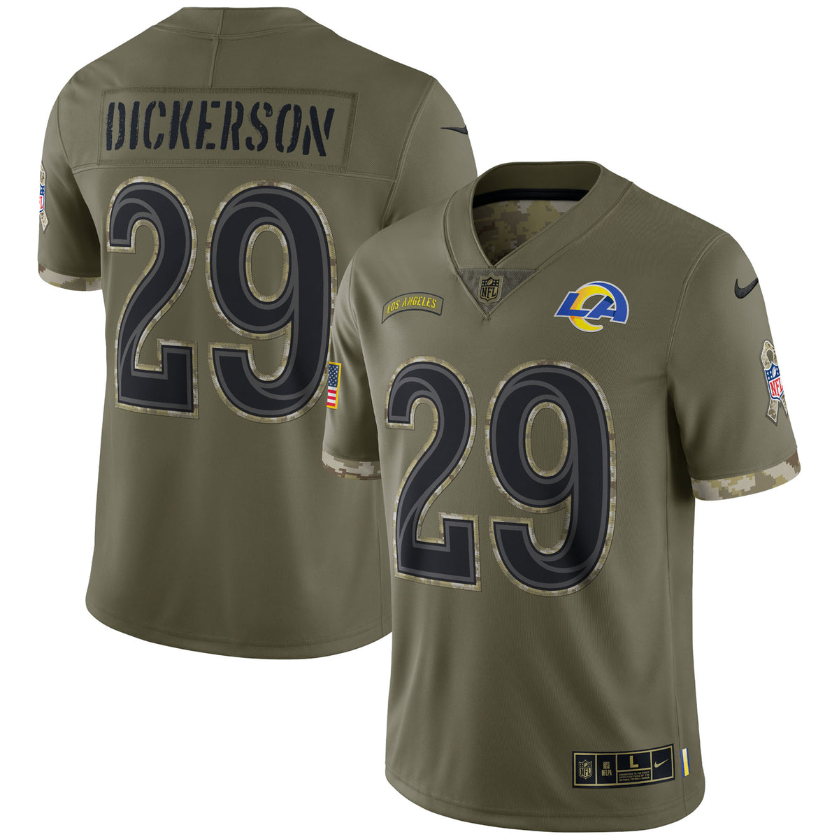 Eric Dickerson Los Angeles Rams Salute To Service Retired Player Limited Jersey Olive